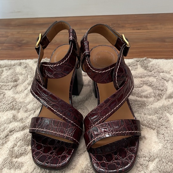 Chloe Candice croc-embossed leather heeled sandals size 37 1/2 - Picture 2 of 8